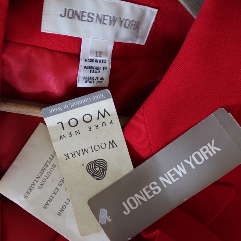 Vintage New Dead Stock Jones New York NWT Red Blazer Suit Jacket 12 - Picture 7 of 7